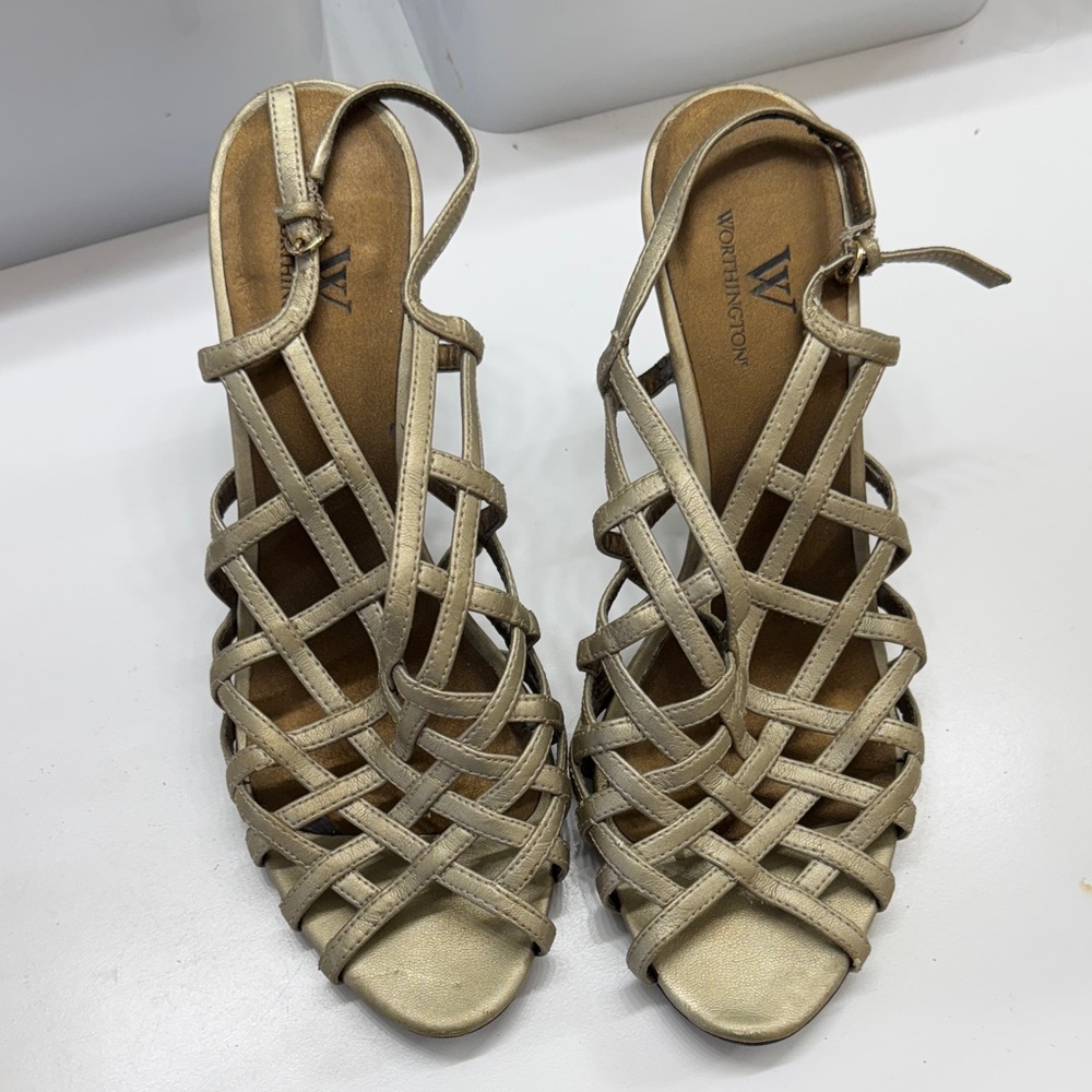 Worthington Women's Metallic Strappy Sandals